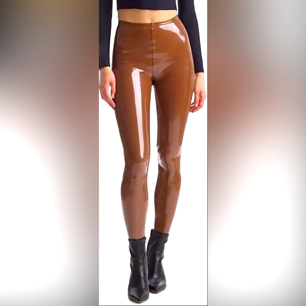 Commando Vinyl Leggings-Cinnamon-Size L